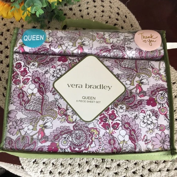 Vera Bradley Pink and Purple Floral Sheet Set - Picture 9 of 9